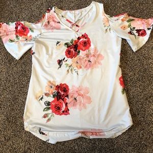 Boutique cold shoulder shirt